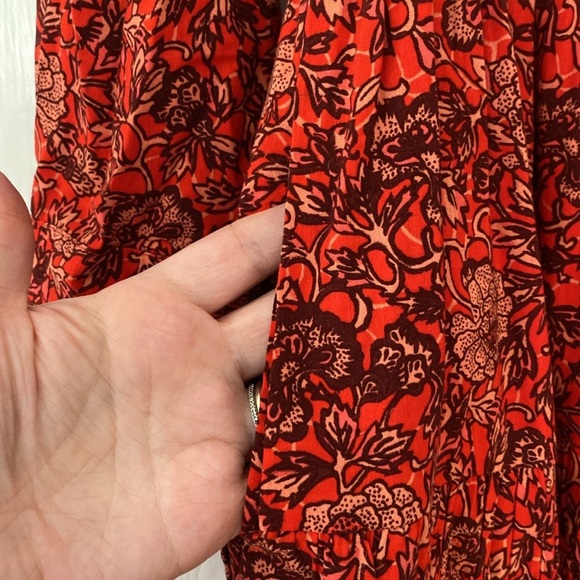 Ulla Johnson Mini Ruffle Liv Dress Size 2 Red Floral Pint Mini Dress Long Sleeve - Picture 7 of 14